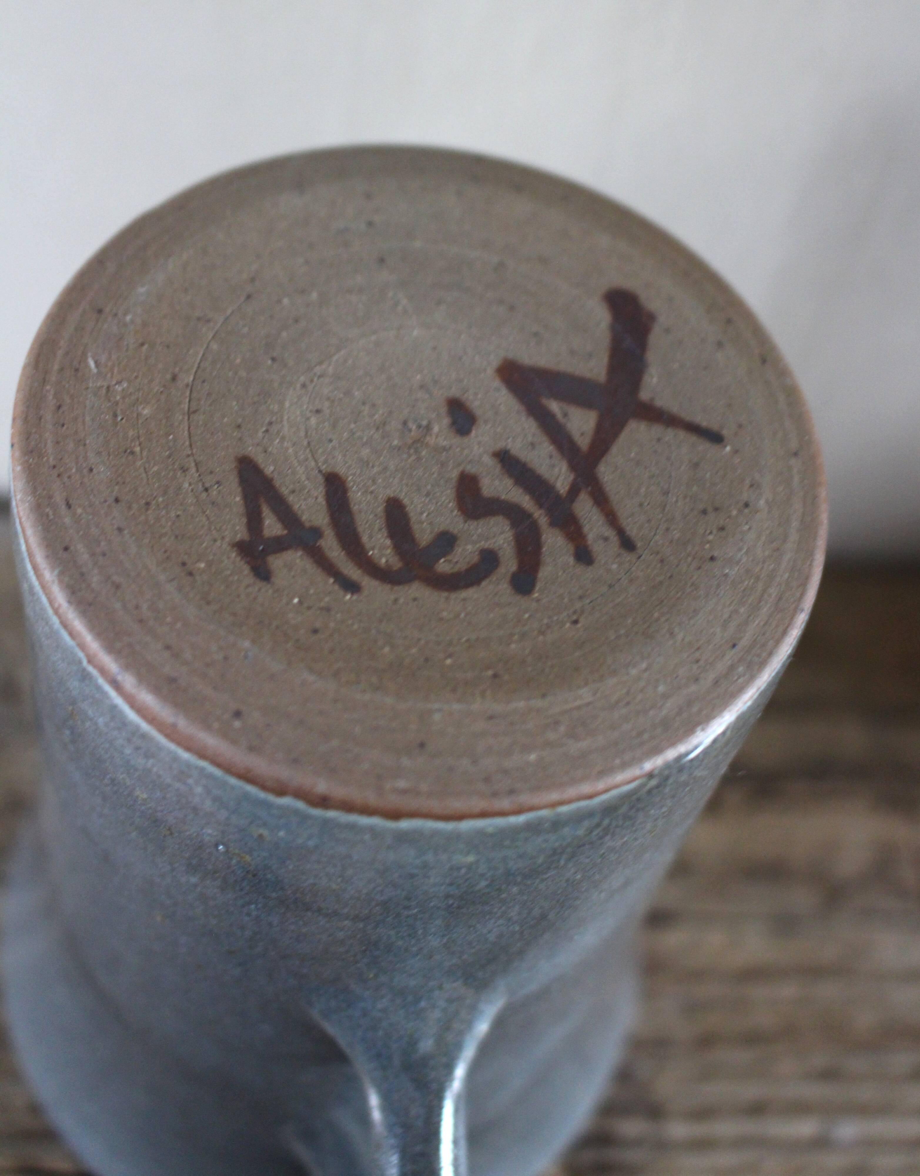 Blue grey mug artisan pottery