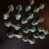 12 green ceramic cutlery holders