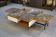 Coffee table with steel base and oak and grey marble frame, 1970s