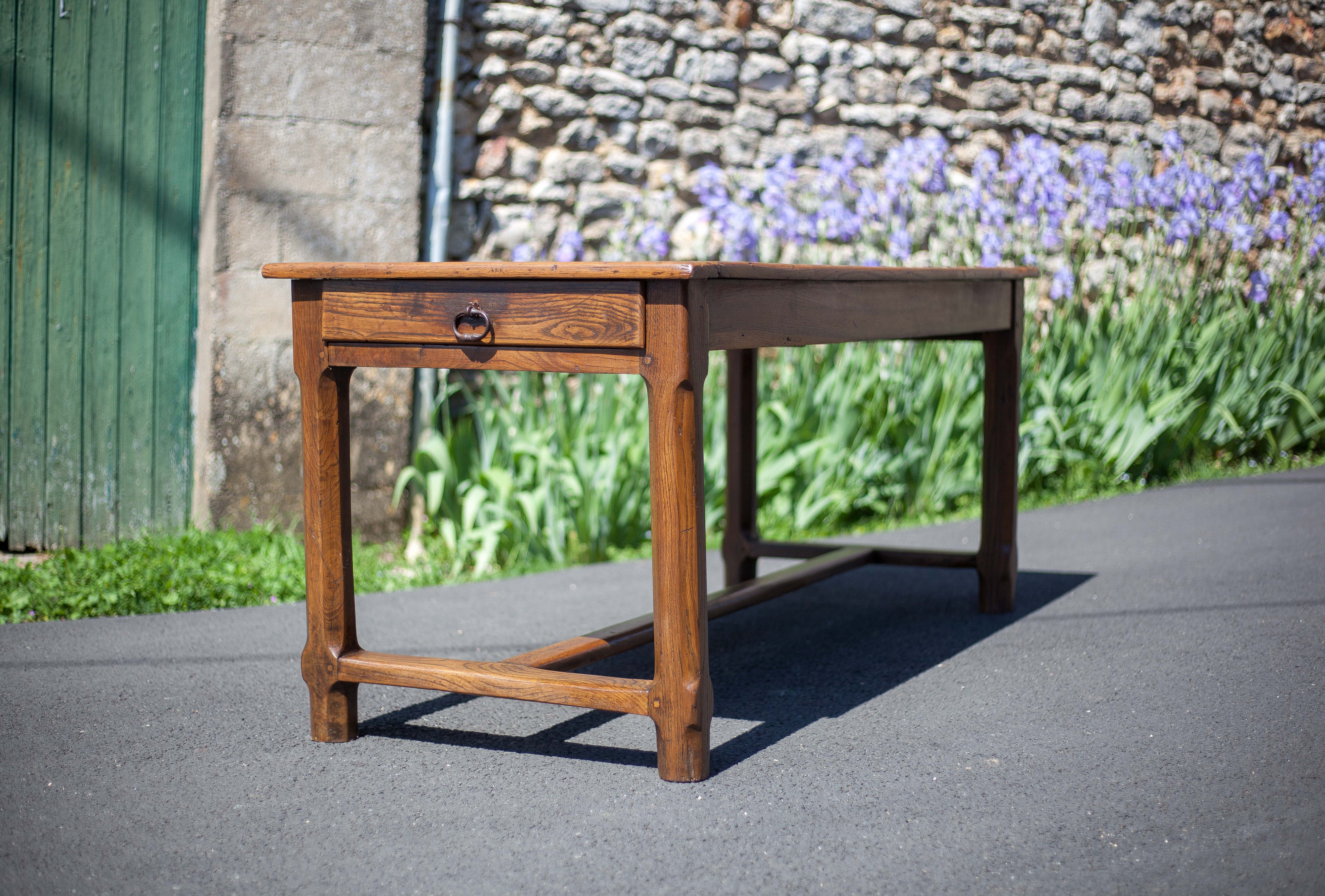 Wood farmhouse table, antique wood table, dining table, table with drawer, kitchen, countryside