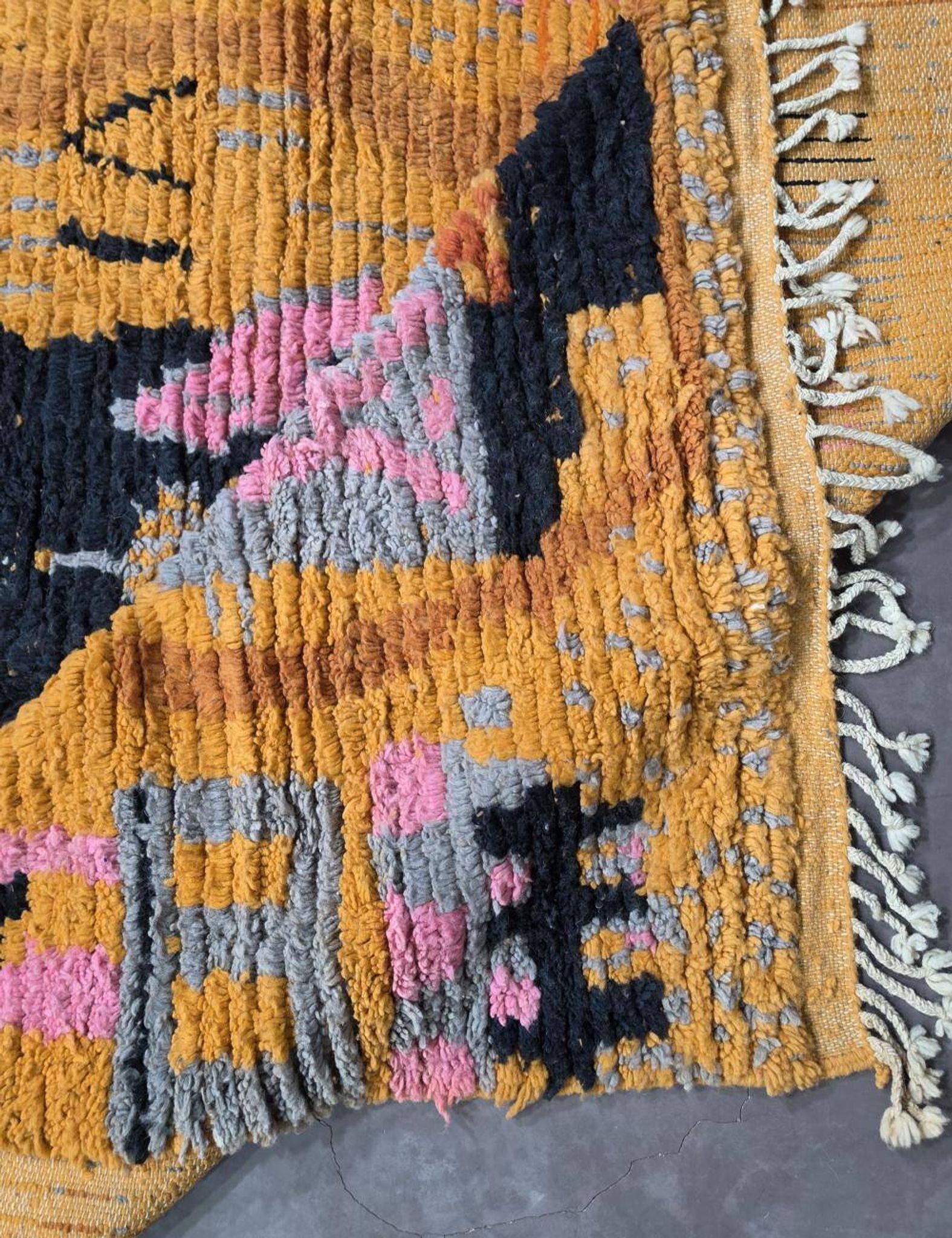 Tapis Berbère Abstrait Jaune - 253 x 200 cm