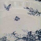 Flat round hollow earthenware Sarreguemines model Carmen butterfly