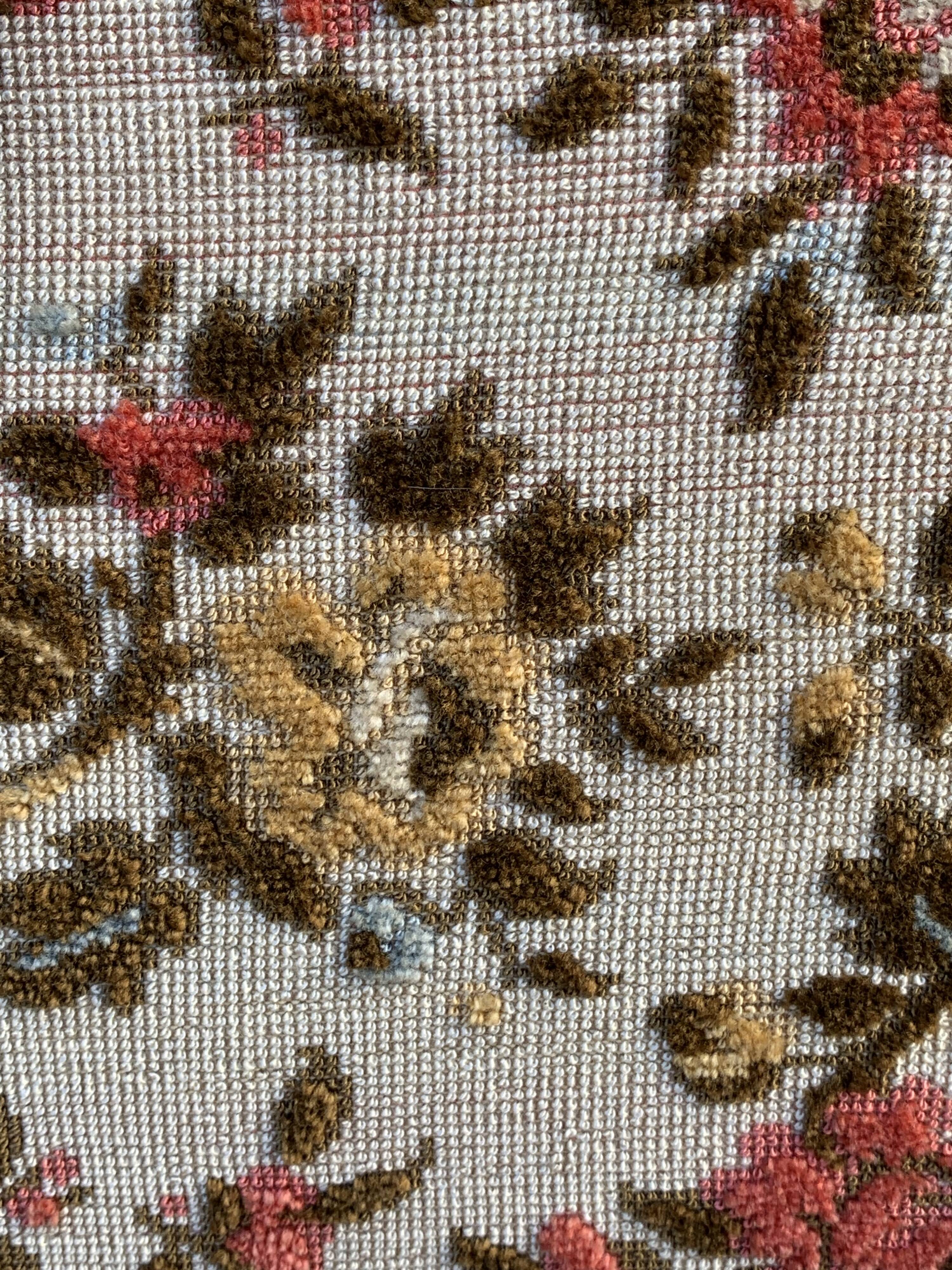 Antique Louis XV style shepherdess armchair in floral flocked fabric