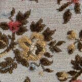 Antique Louis XV style shepherdess armchair in floral flocked fabric