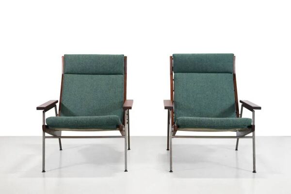 Ensemble de 2 fauteuils Lotus en teck de Rob Parry pour Gelderland, années 1960