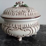 Soupière céramique ovale L20Xl16Xh18 avec rose