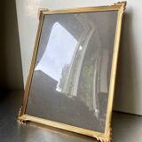 ART DECO  Gold  colored Metal Picture Frame 25 cm x 19 cm CONVEX Glass