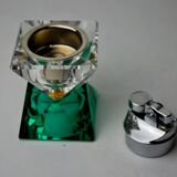 Briquet facetté par Seguso, verre de murano vert et transparent, italie, 1970