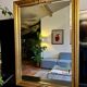 Large beveled mirror - Gold metal frame - Made in Belgium