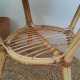 Round rattan side table 60s -70s / vintage