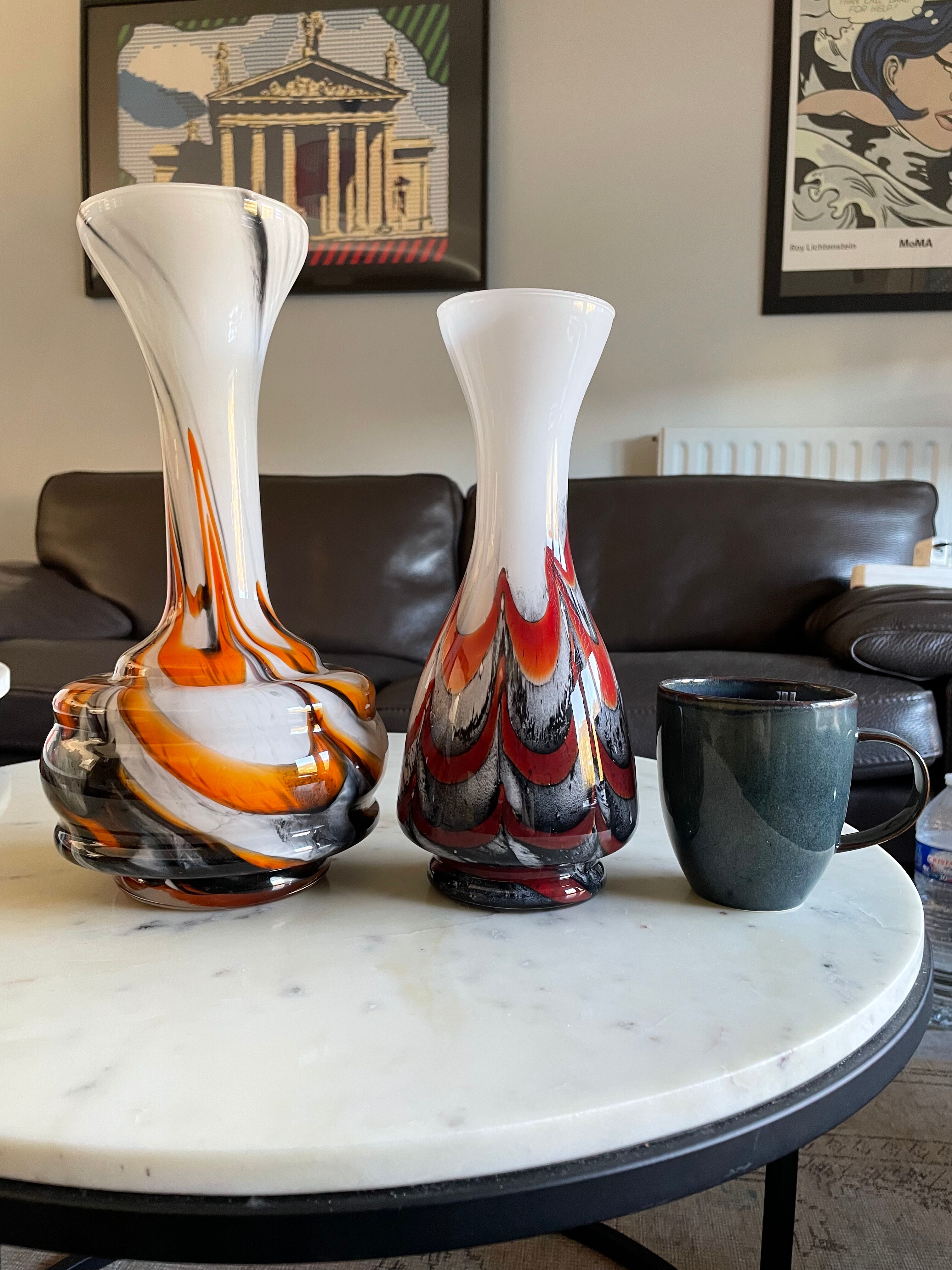 Set of two vintage Murano vases in blown glass