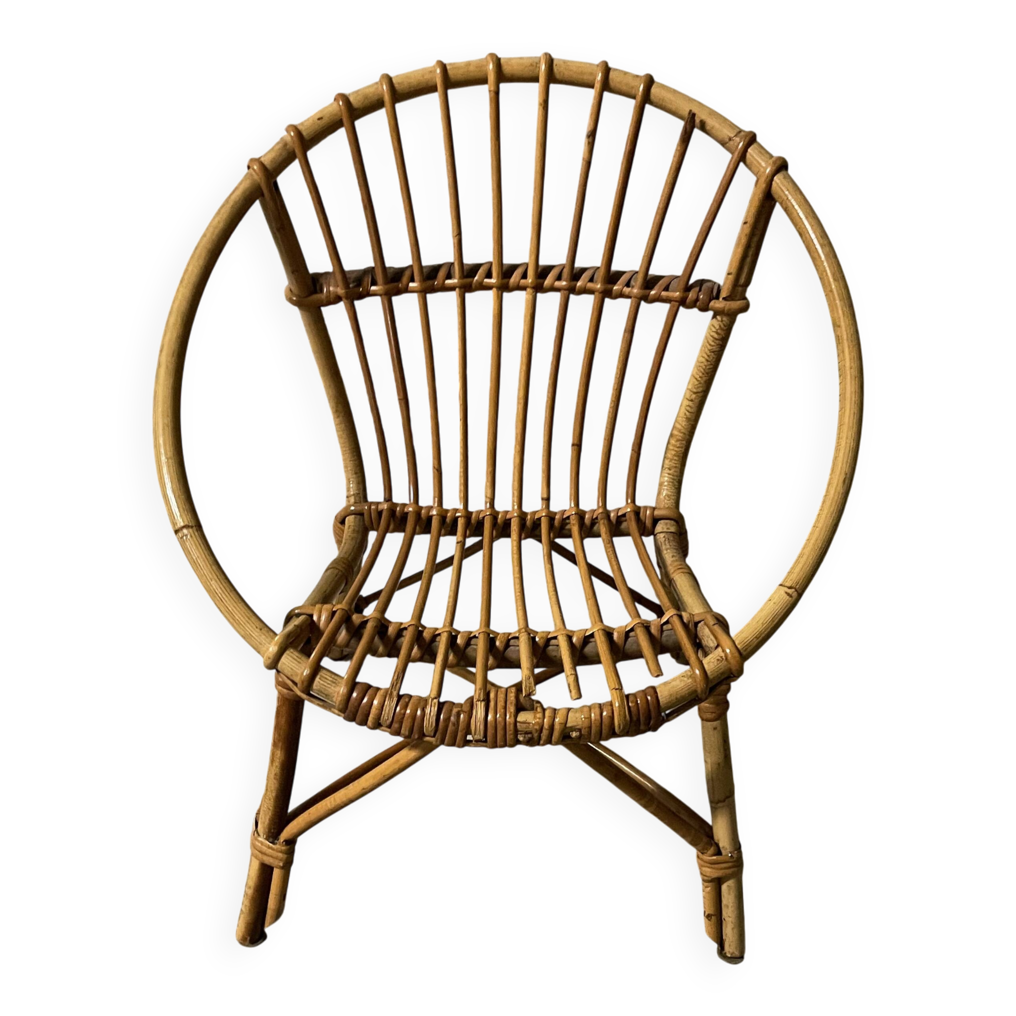 Fauteuil corbeille enfant en rotin