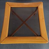 Square coffee table in wood and smoked glass
