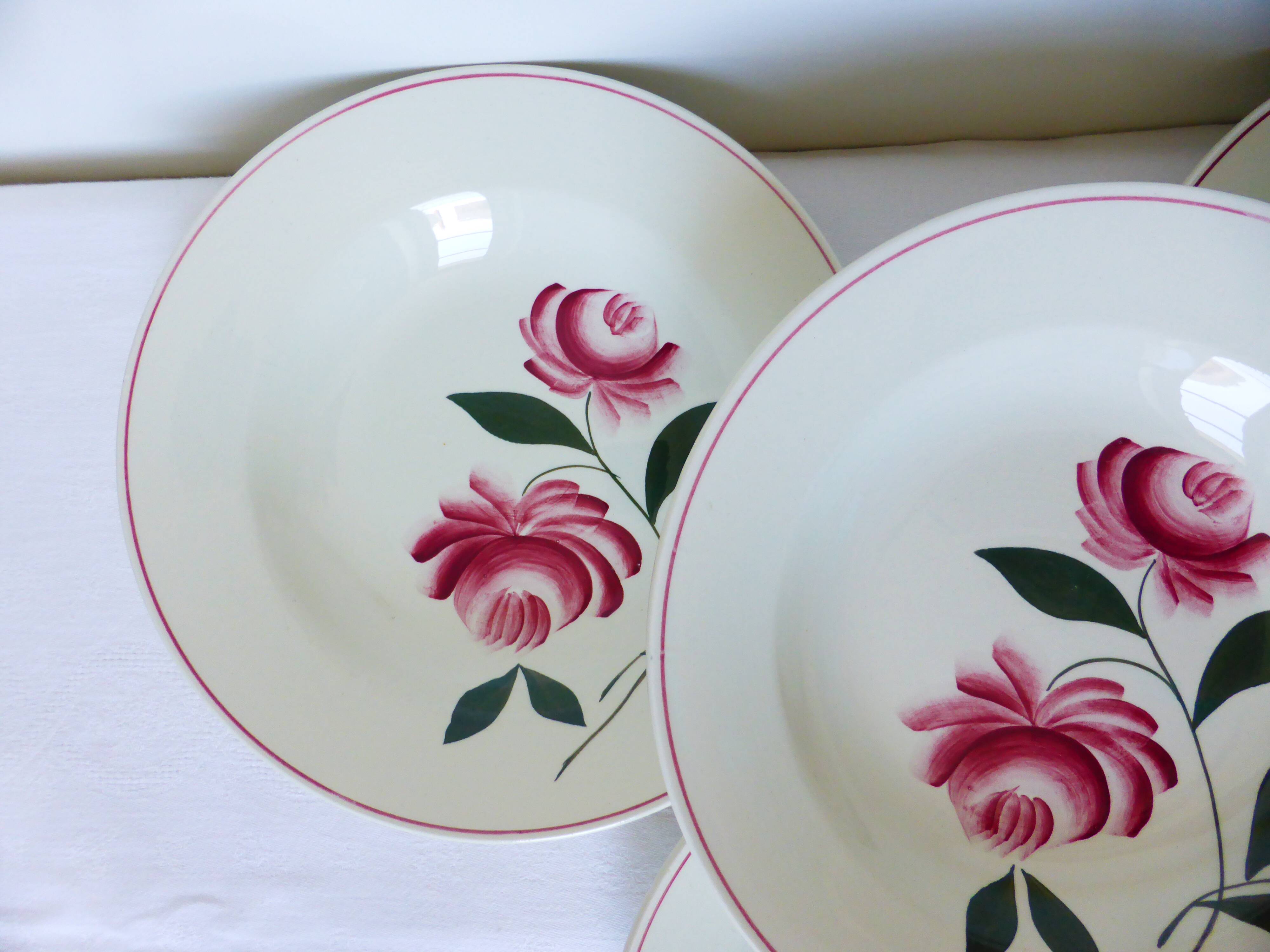 Set of 4 soup plates from Printemps Paris, Essonnes model 210619