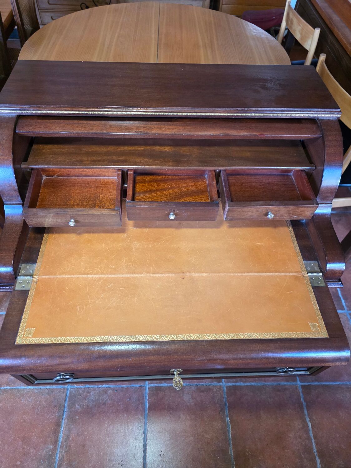 Louis XVI Style Cylinder Desk in Mahogany
