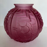 Art Deco ball vase in pink glass