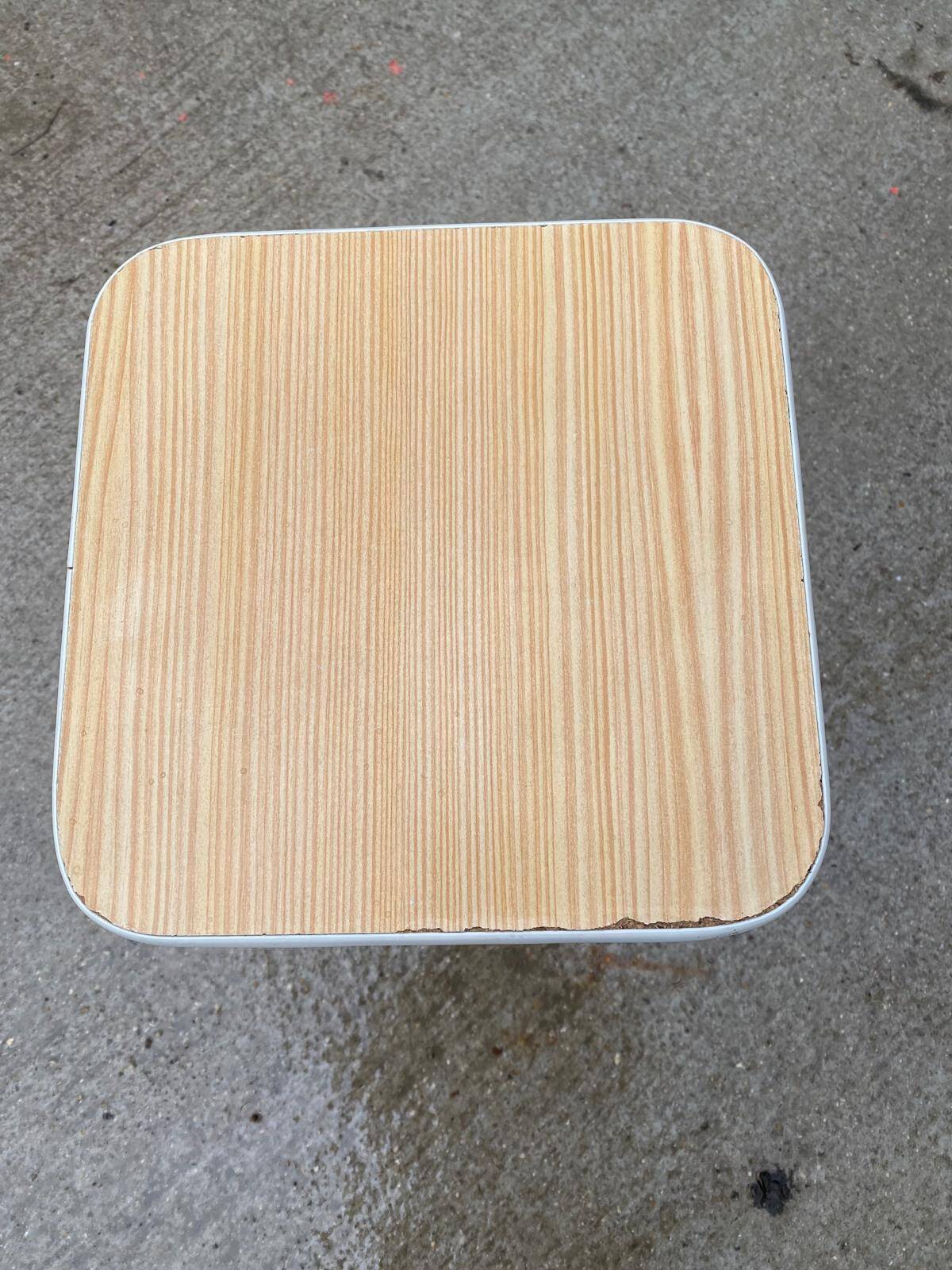 White wood and steel stool