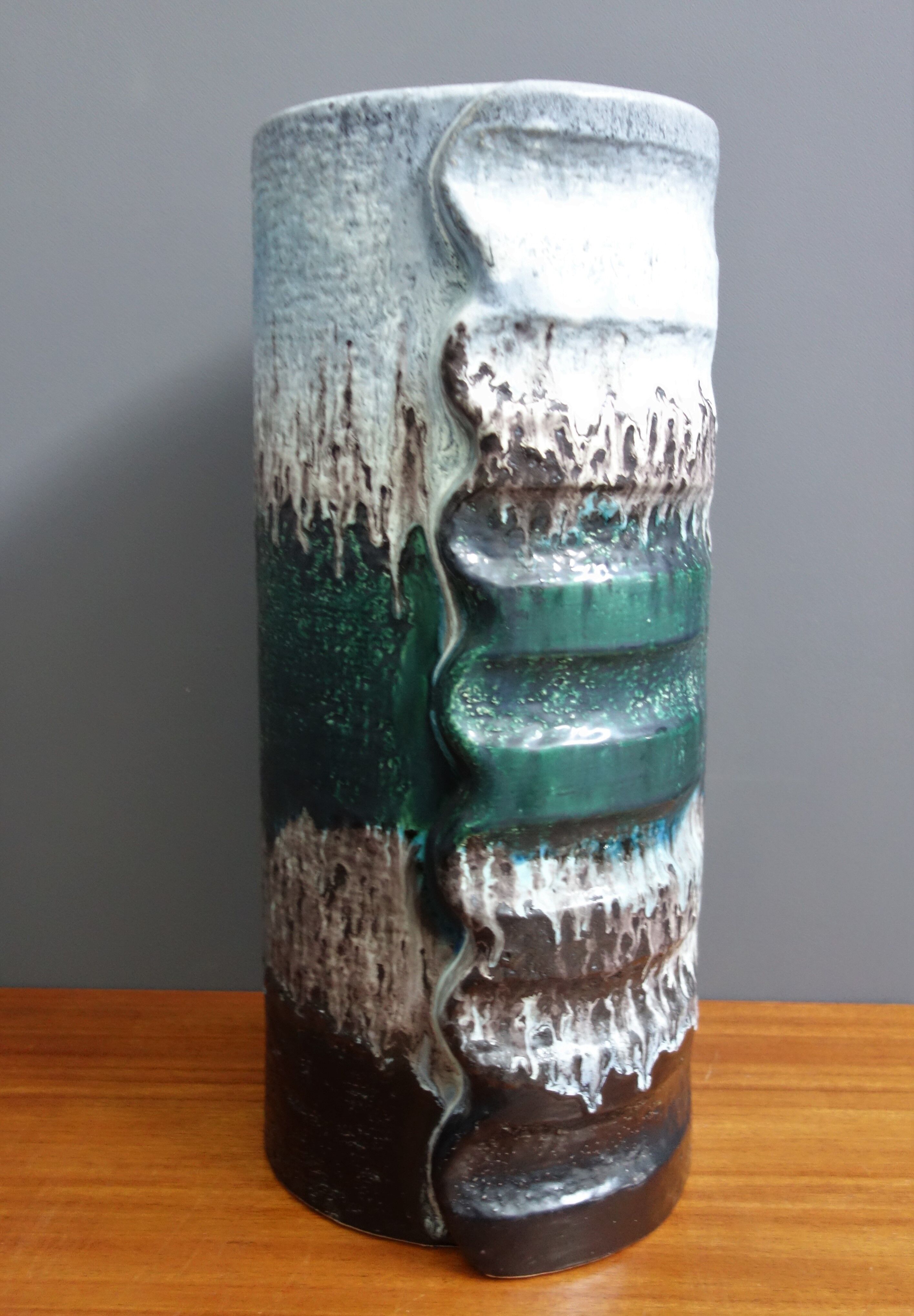 Green and white floor vase by Dumler & Breiden 1970s