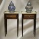 Pair of Louis XVI Style Nightstands with White Carrara Marble