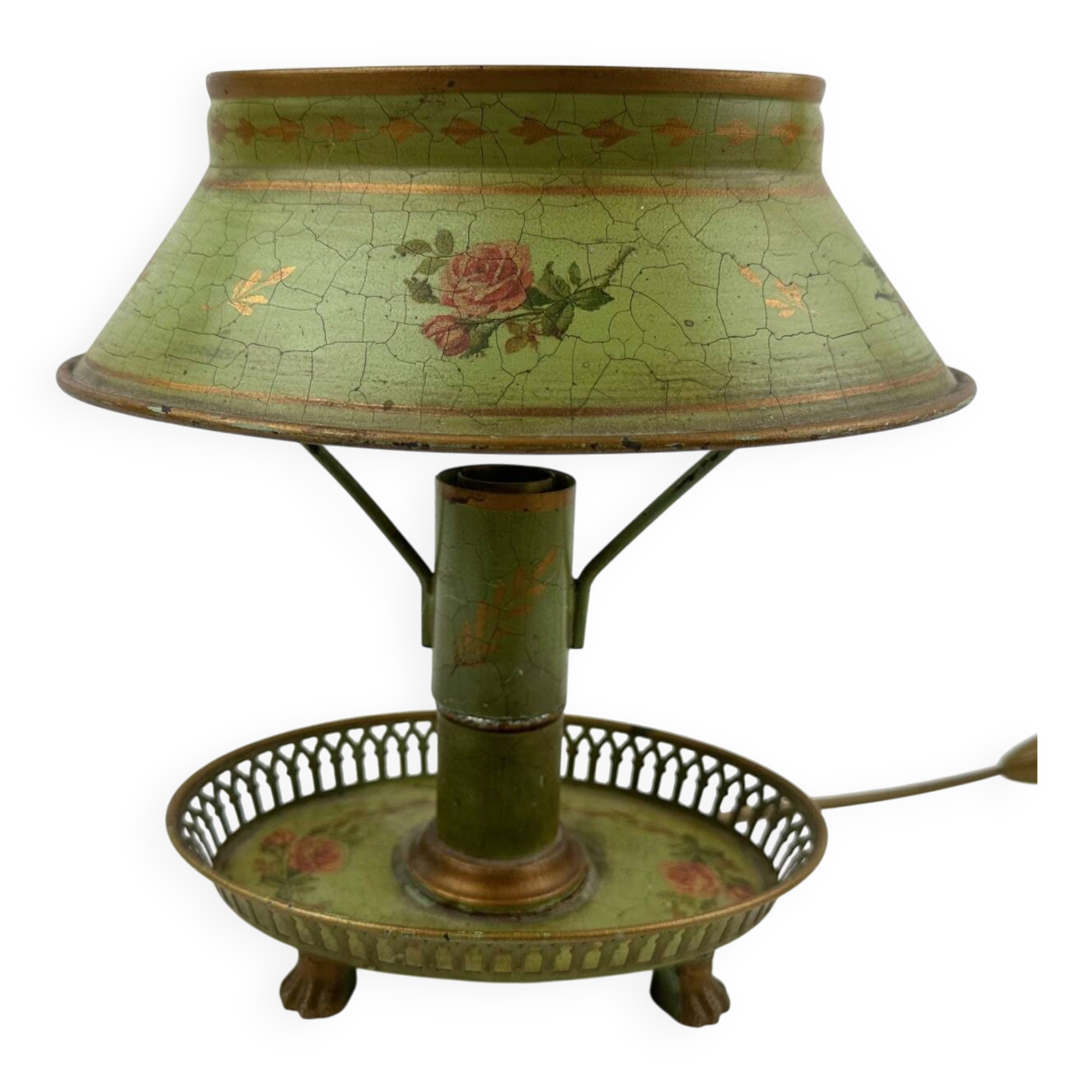 Small tin bouillotte lamp