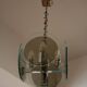 Vintage Art Deco chandelier in chrome metal and glass, Italy, 1970s