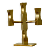 Swedish three-armed candelabrum in brass by Lars Åkesson for Vallonmässing