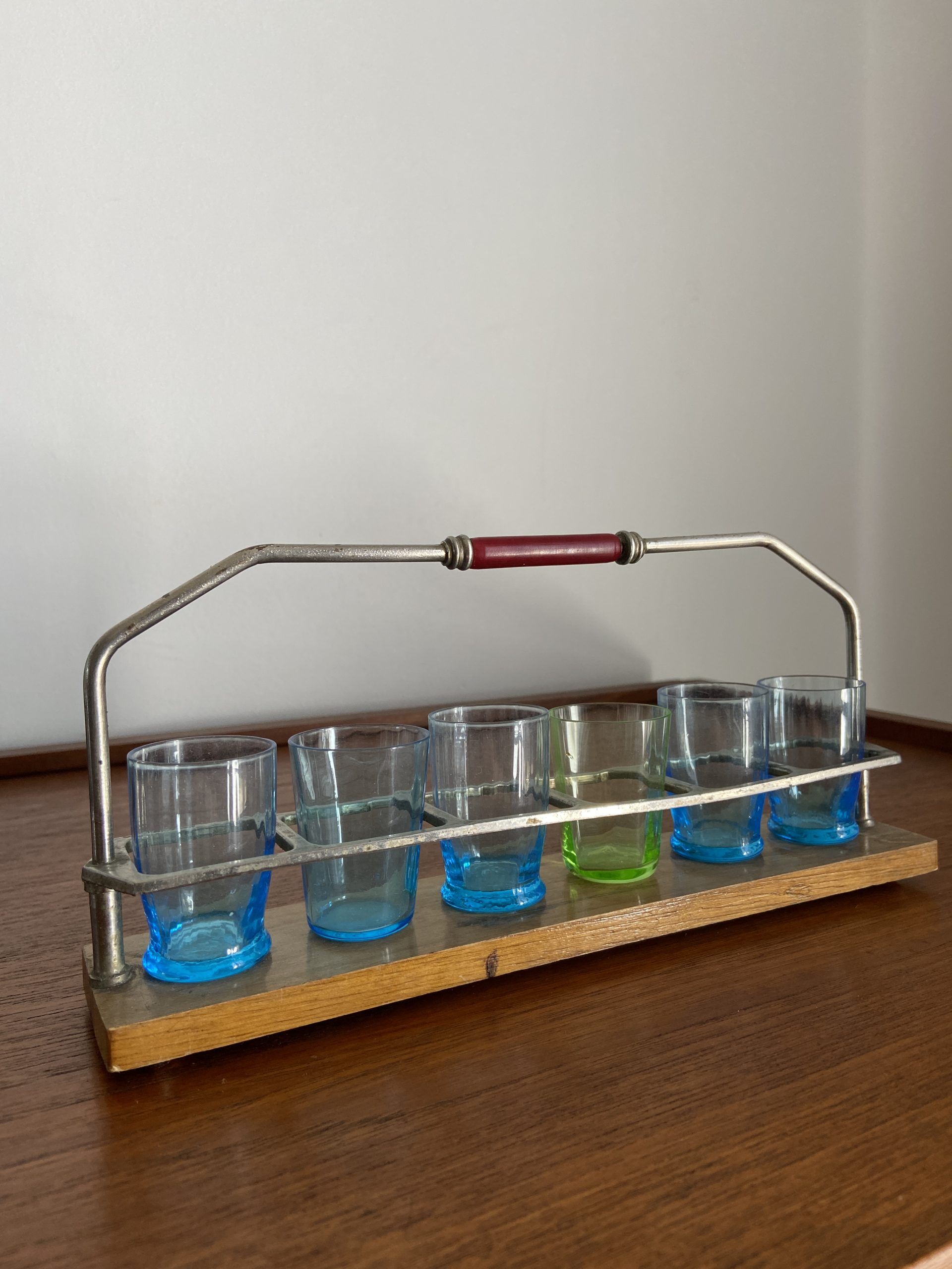 Vintage liqueur glasses and their display
