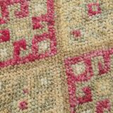 Sand Beige & Pink Turkish Vintage Runner Rug, 80x413Cm