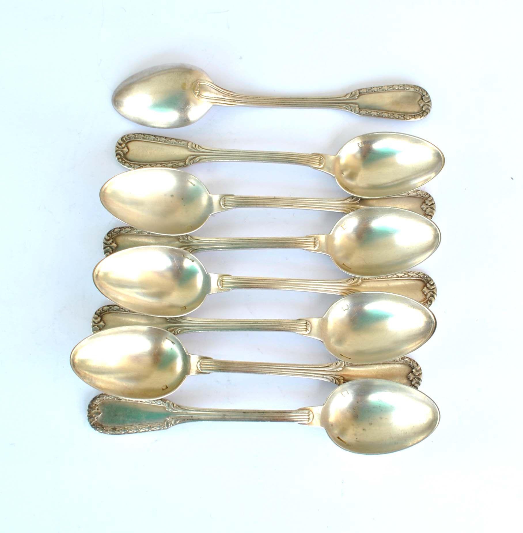 Set of 8 teaspoons in silver metal boulenger rinceaux decoration 14cm