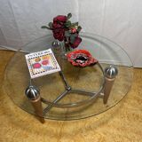 Table basse Rocket en bois et verre, 1970