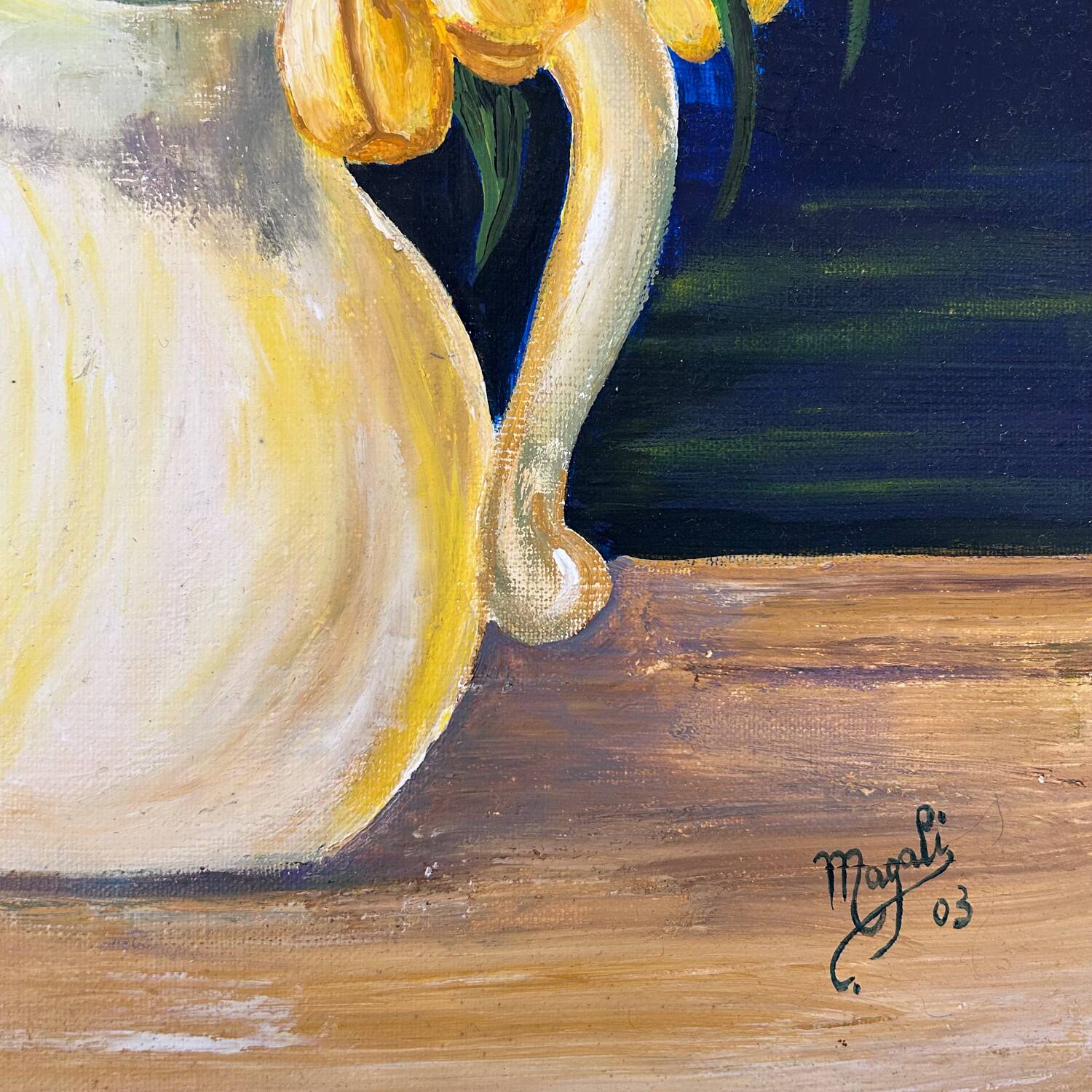 Yellow tulip bouquet painting