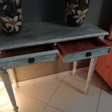 Desk / console painted and patinated 2 drawers