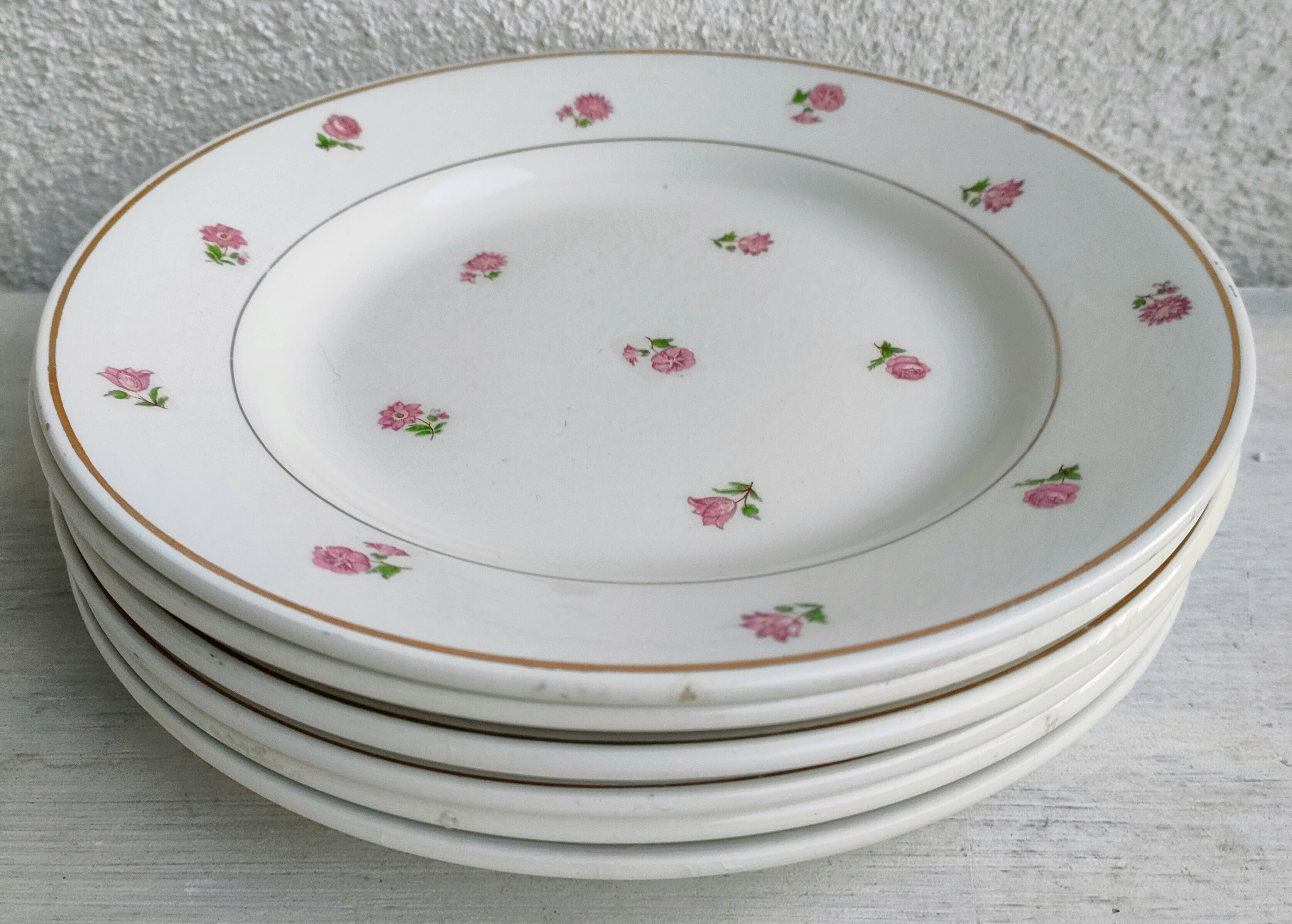Lot 6 plates dessert porcelain Moulin des Loups