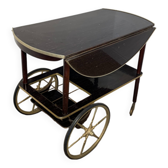 Rare vintage Italian bar cart in mahogany and brass