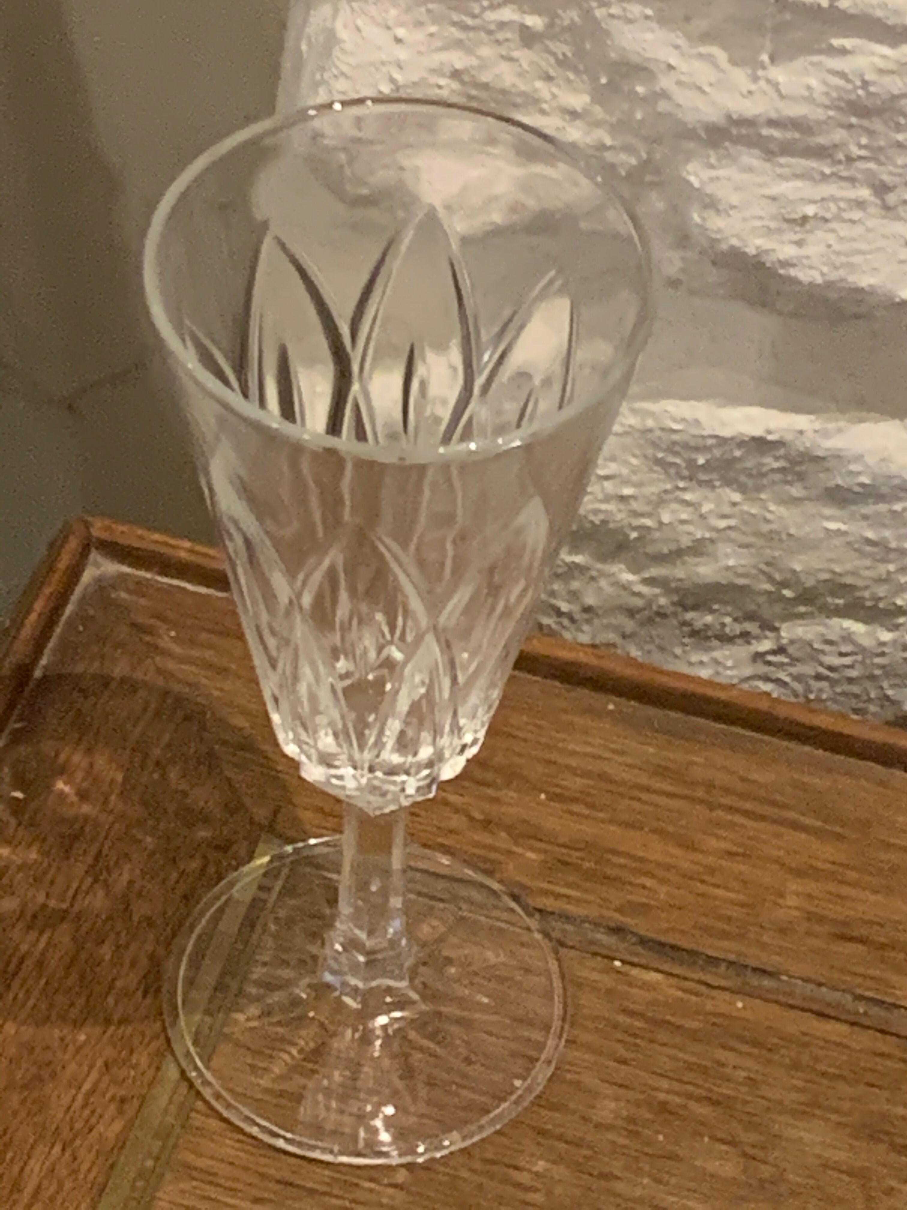 6 vintage champagne flutes patterned leaves or petals