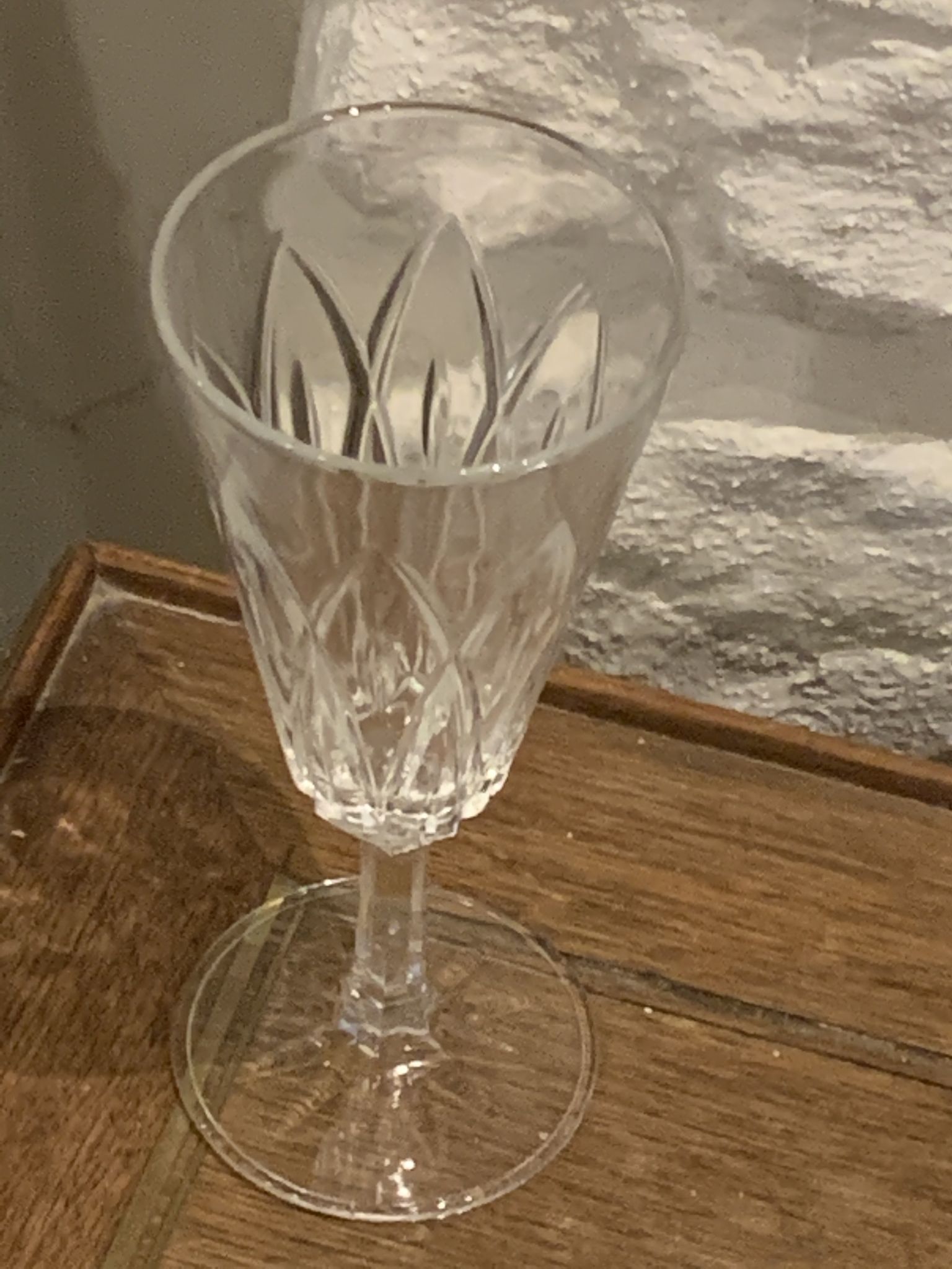 6 vintage champagne flutes patterned leaves or petals