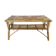 Rattan coffee table and ceramic tiles, France 60s