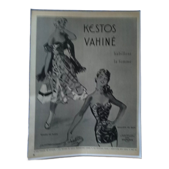 Une publicité papier mode Kestos  vahiné maillots de bain issue revue d'époque