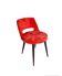 Red faux fur barrel chair, vintage, seventies, with compass legs.