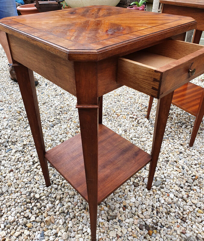 2 old bedside tables in marquetry
