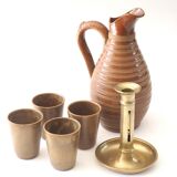Striped stoneware pitcher