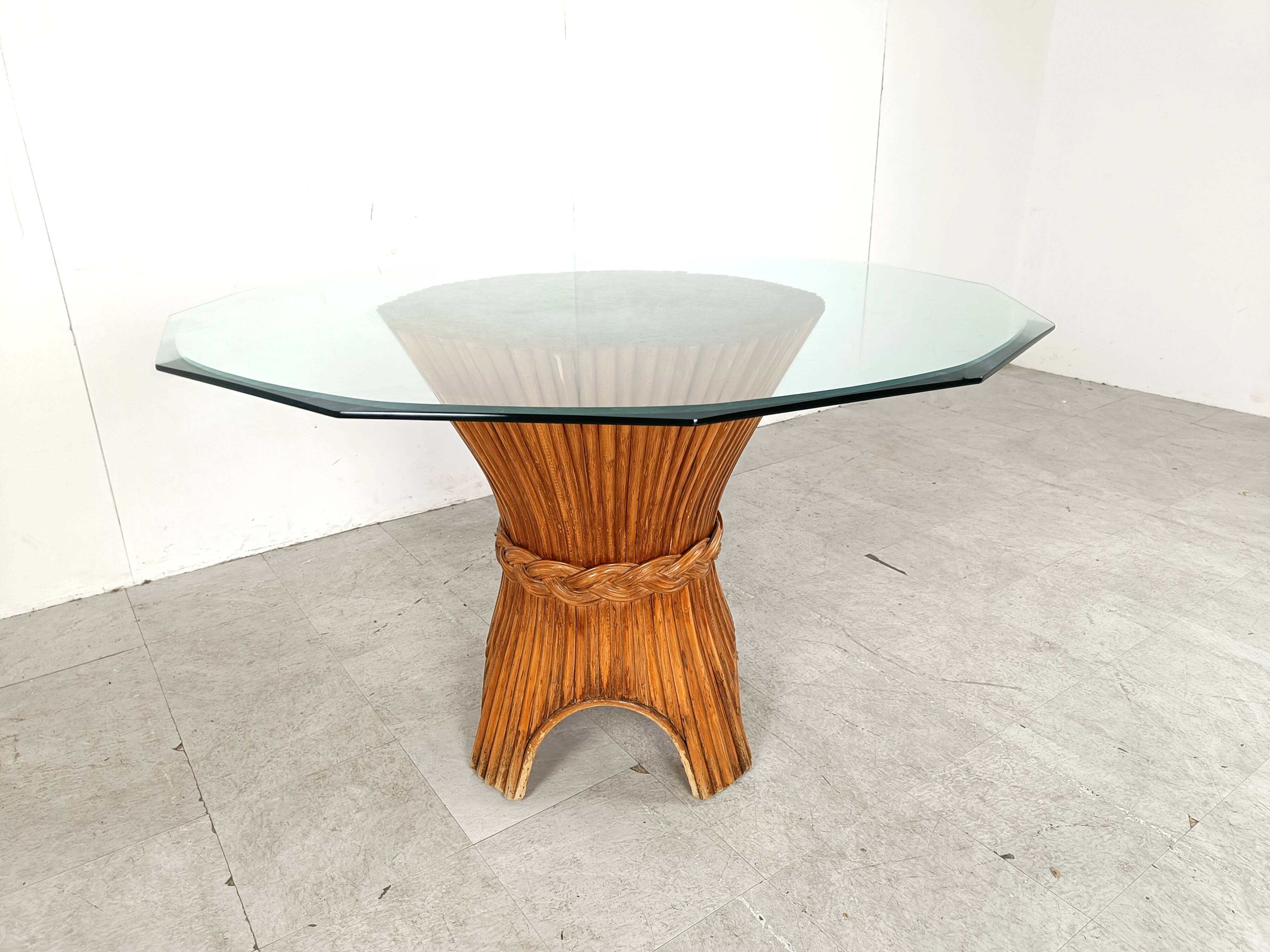 Vintage bamboo dining table, 1970s