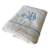 Antique linen sheet with JB embroidery