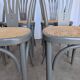 Set of 8 Vintage Gray Bentwood Dining Chair: Thonet Style Cane Seat