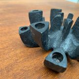 Brutalist cast iron candlestick from mid-century Japan by Jens H. Quistgaard, 1960s.