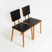 Two rare demountable plywood chairs by Axel Kufus model Stöcke for Atoll