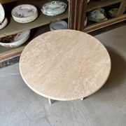 Table d'appoint, basse ronde en travertin ⌀ 61 cm