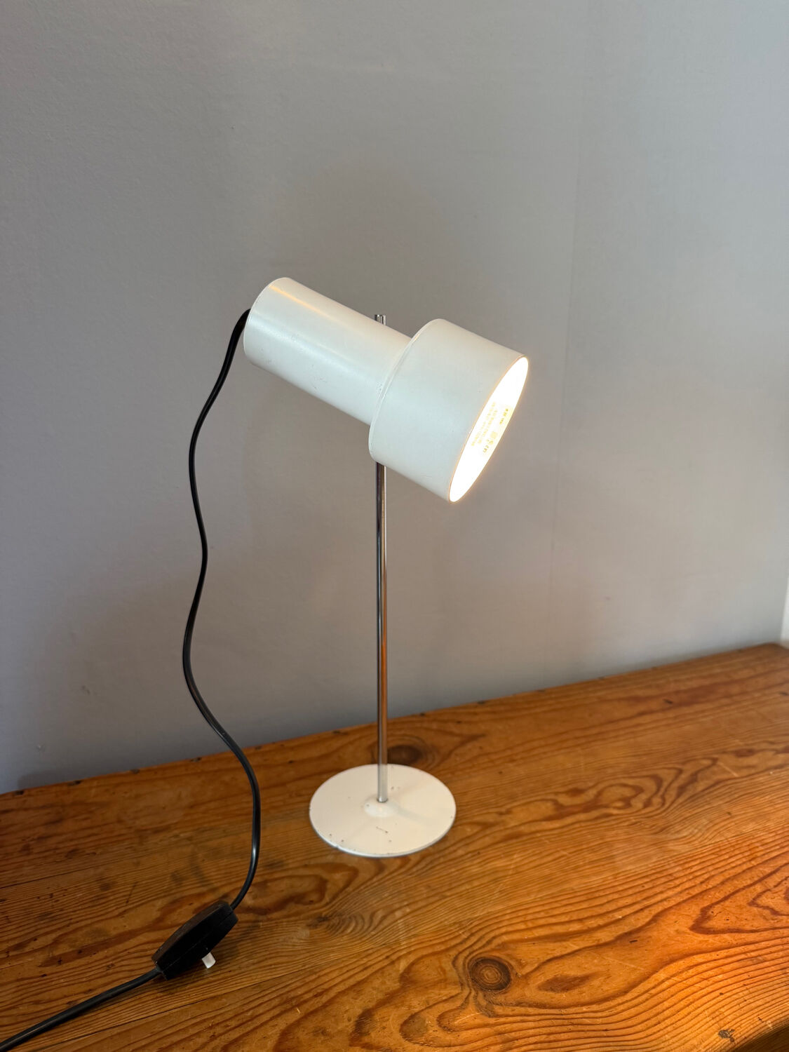 White aluminium designer table lamp made in Germany vintage