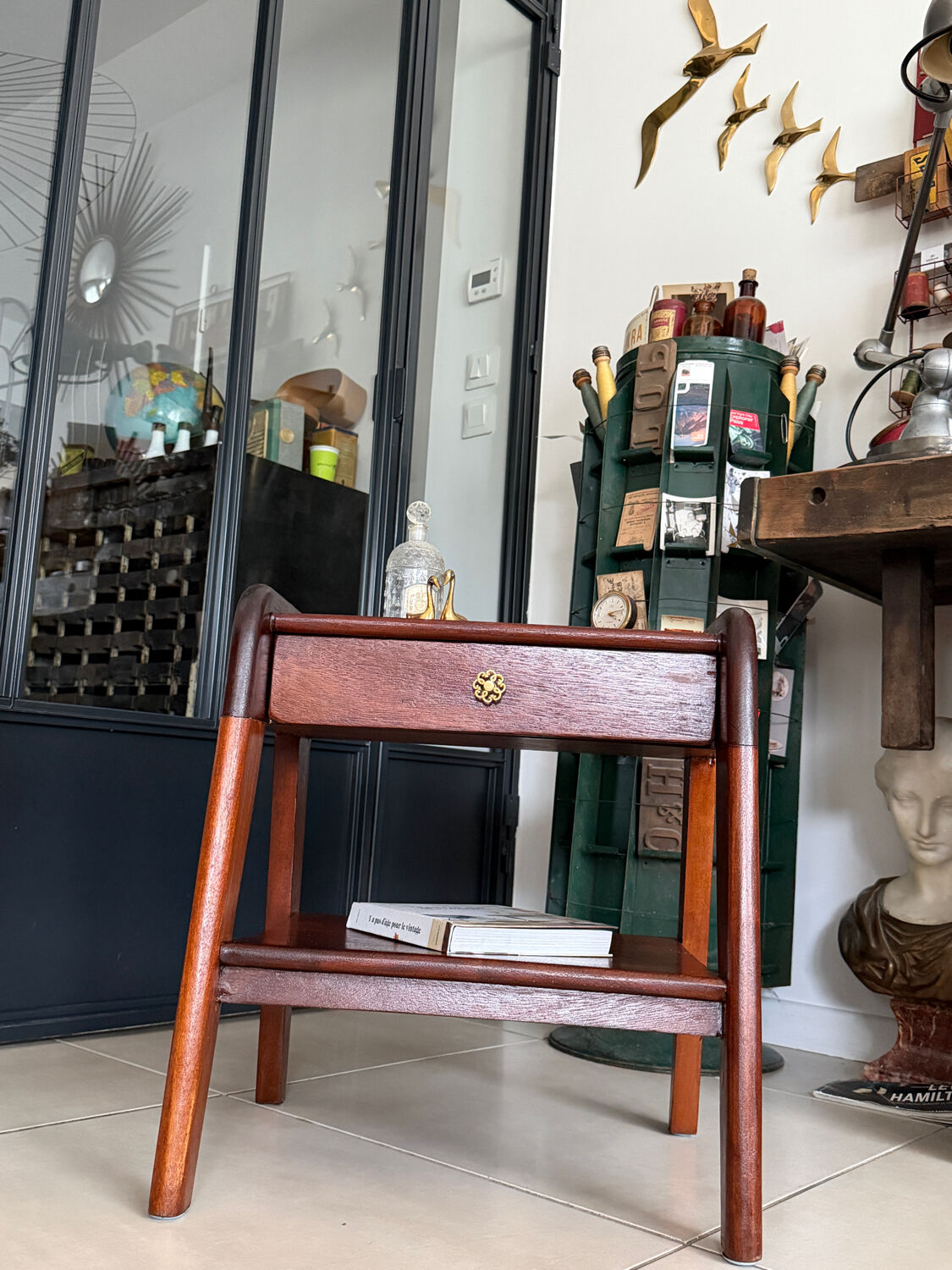 Vintage solid wood bedside table