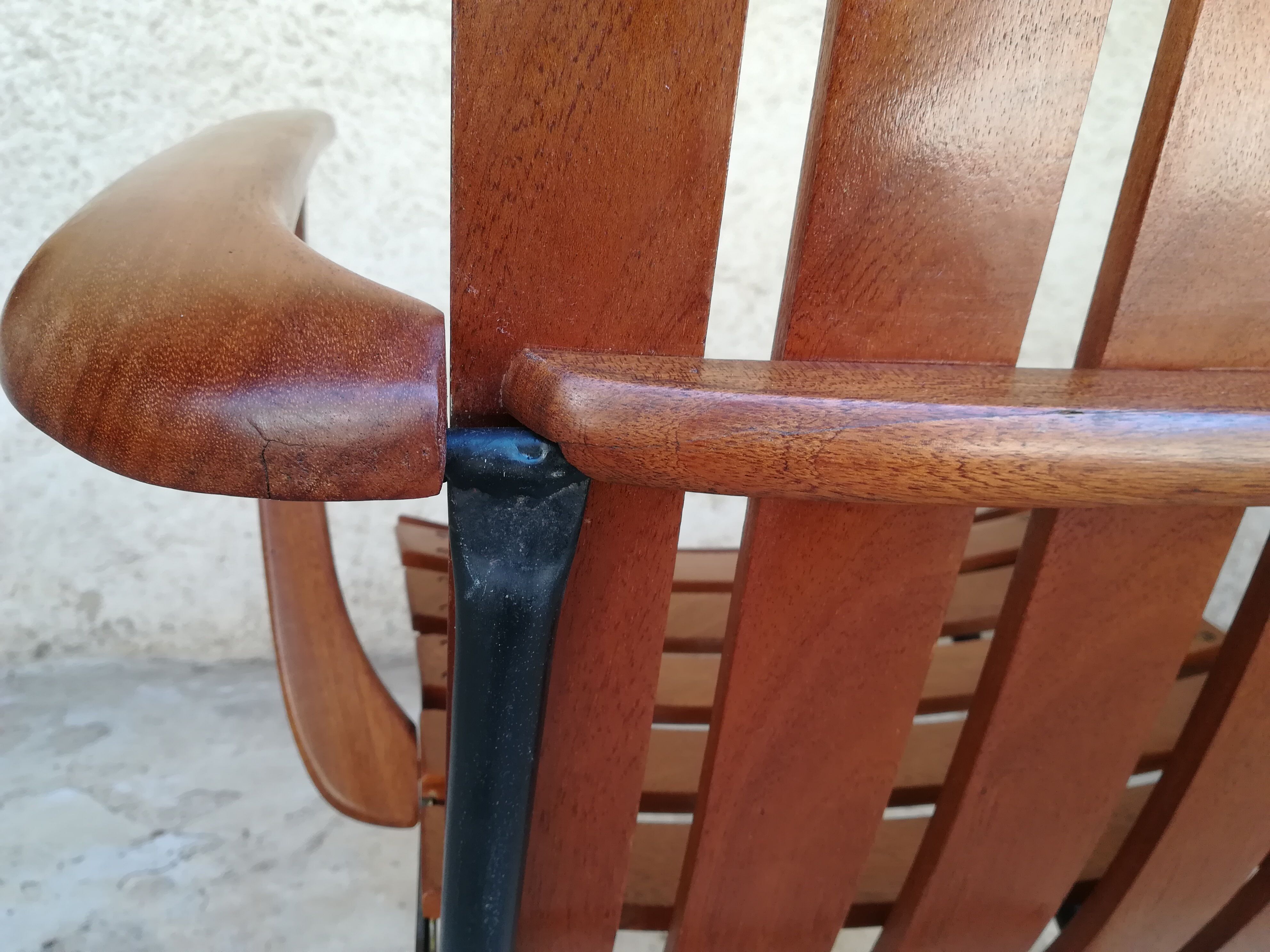 Teak wood folding armchair